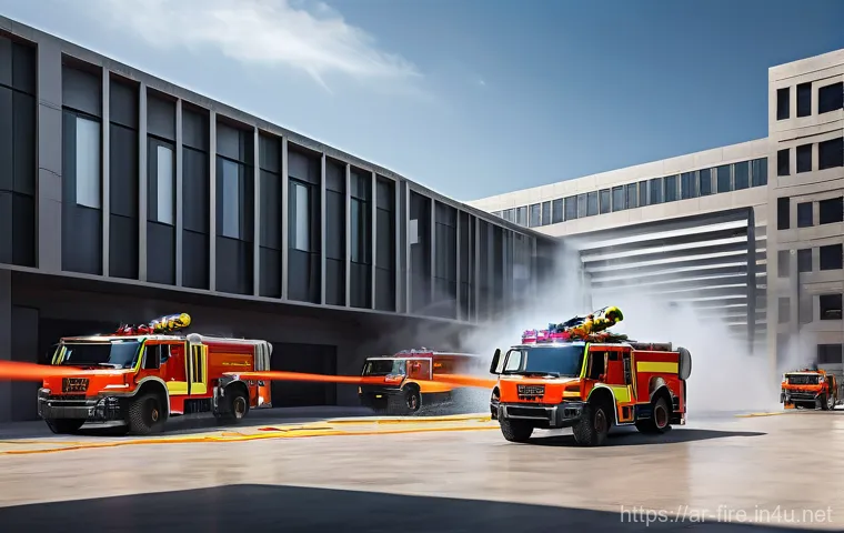 화재안전관리 관련 주요 논문 및 자료 소개 - **Prompt 1: Futuristic Firefighting in a Middle Eastern Cityscape**
    "A wide, dynamic shot showca...