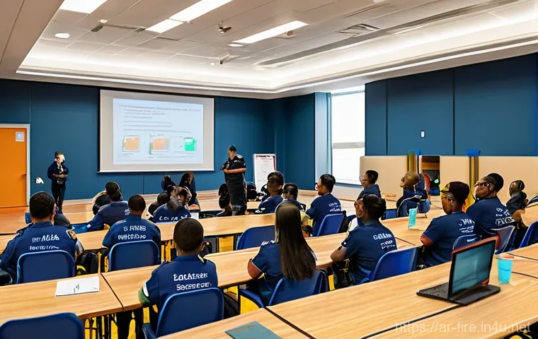 화재안전관리 실무와 관련된 최신 법령 요약 - **Prompt 2: Electric Vehicle Fire Response Training**
    "A highly professional team of firefighter...