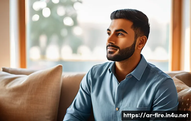 화재안전관리 기술자 직무 스트레스 관리법 - **Prompt:** A serene scene featuring a male Arab fire safety technician in his late 30s, sitting com...