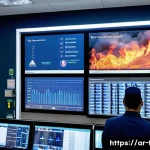 화재안전관리 실무와 관련된 최신 기술 트렌드 - A high-tech fire detection control room in a modern Middle Eastern hospital, featuring advanced smok...