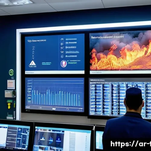 화재안전관리 실무와 관련된 최신 기술 트렌드 - A high-tech fire detection control room in a modern Middle Eastern hospital, featuring advanced smok...