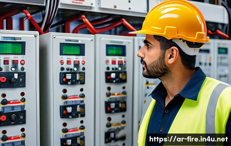 화재안전관리 기술자의 경력 성장 사례 - A professional Arab fire safety engineer in a modern industrial site wearing full protective gear an...