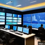 화재안전관리 실무와 관련된 최신 기술 동향 - A modern industrial fire safety control room in a Middle Eastern facility, featuring advanced smart ...
