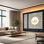 화재안전관리 관련 최신 연구 및 논문 - A modern smart home interior in a Middle Eastern style, featuring advanced AI-based fire detection s...